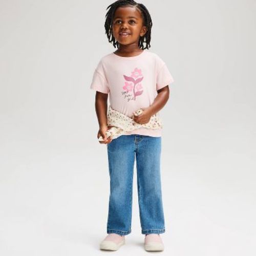 Baby Girls' Pull-On Bootcut Denim Pants - Cat & Jack™ Medium Wash 12M