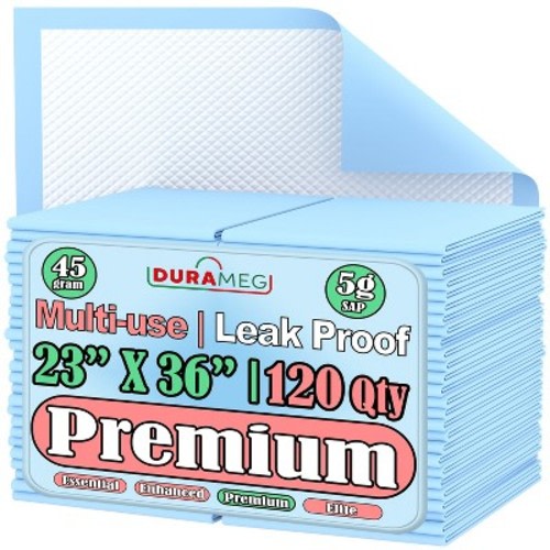 Durameg Chucks Pads Disposable [120-Pads] - 23” X 36” | 5g SAP | Incontinence Chux Pads for Babies, Kids, Toddler & Elderly, Puppy Training Pads
