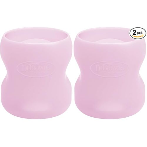 Dr. Brown's Options+ Wide-Neck Glass Bottle Sleeve, 100% Silicone, Pink, BPA-Free, 5 oz, 2-Pack