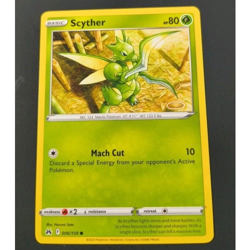 Pokemon Crown Zenith Scyther Common Card 006/159 NM
