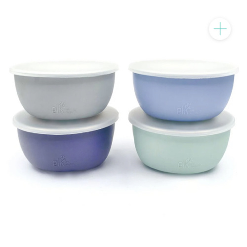 Stainless Steel Bowl with Silicone Suction Sleeve + Lids
