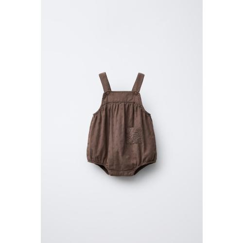 EMBROIDERED LACE ROMPER - Brown | ZARA United States
