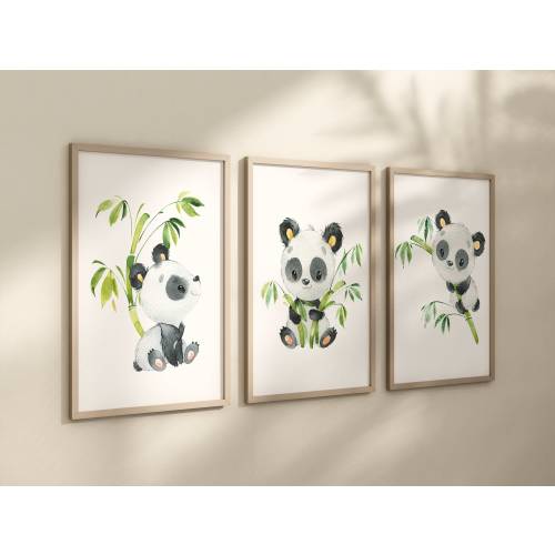 Watercolor Panda Nursery Prints, Gender Neutral Decor