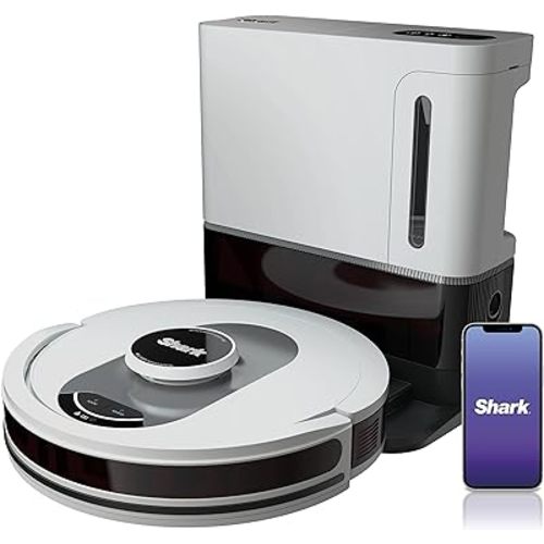 Shark AV2511AE/AV251WA AI Ultra Robot Vacuum, with Matrix Clean, Home Mapping, 60-Day Capacity Bagless Self Empty Base, Perfect for Pet Hair, Wifi, Compatible with Alexa, Black/Silver (Renewed)