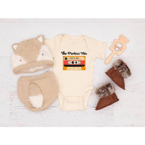 The Perfect Mix of Mom and Dad Shirt and Onesie®, I Love My Mom & Dad Natural Bodysuit, Retro Cassette Onesie®,The Perfect Mix Toddler Shirt