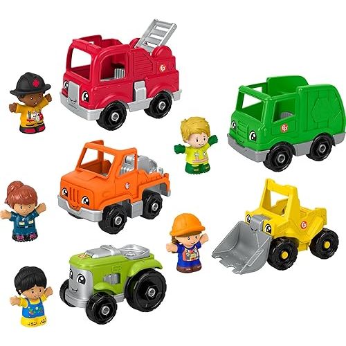 Fisher-Price Little People Toddler Playset Activity Vehicles Set with 10 Toys for Preschool Pretend Play Kids Ages 1+ Years