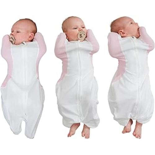 Swaddle for Newborns, Baby Swaddles 0-3 Months 5-13lb, Arms Up Swaddle 0-3 Months Newborn with Moisture-Wicking Fabric, Promotes Healthy Hip Development, 2-Way Zipper & Foot Buttons, 1Pack,Pink