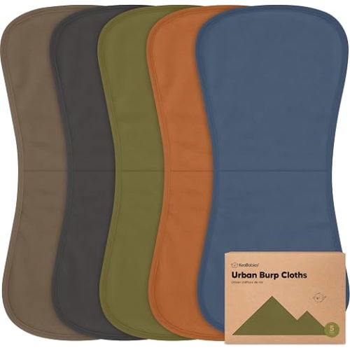 Organic Burp Cloths Baby Boy & Girl - 5-Pack Super Absorbent Cotton Burping Cloths for Babies, Soft & Plush Newborn Spit Up Rags, Infant Towels for Milk Spit Up, Unisex, Large 21" x 10" (Basic)