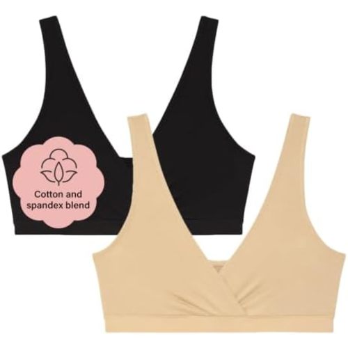 Motherhood Maternity Women's Soft Cotton Spandex Wrap Front Maternity & Nursing Sleep Bralette Bra S-3x