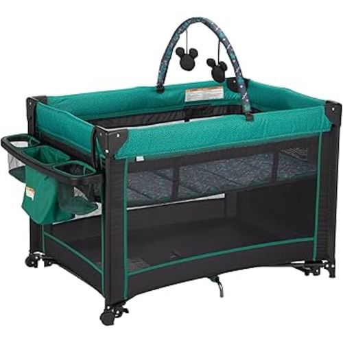 Disney Baby Classic Mickey Mouse 2-in-1 Play Yard with Rocking Bassinet, Mickey Sprinkle