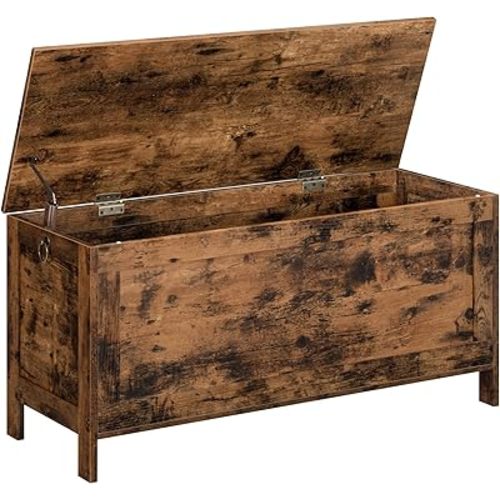 HOOBRO Toy Box, Retro Wooden Look Storage Chest with Safety Hinge, Entryway Storage Bench Supports 220 lb, 39.4 x 15.7 x 18.9 Inches Toy Chest Organizer, Easy Assembly (Rustic Brown) BF100CW01