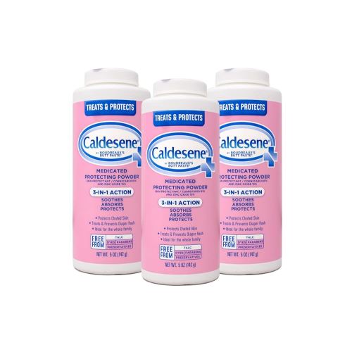 Caldesene Medicated Protecting Powder with Zinc Oxide & Cornstarch-Talc Free, 5 Ounce (3 Pack)
