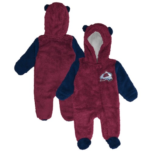 Infant & Newborn Colorado Avalanche Outerstuff Burgundy Stay Napping Fleece Bunting Full-Zip Hooded Sleeper