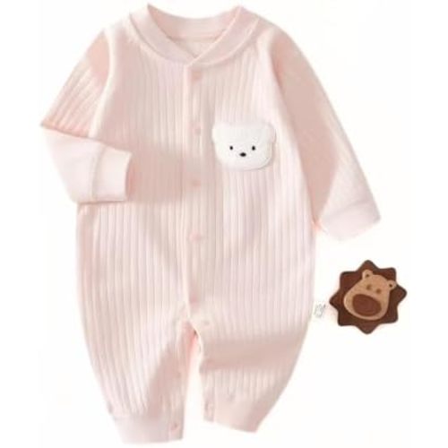 KaKa Co. Baby Long Sleeve Bodysuit Rompers, 100% Cotton, Soft & Hypoallergenic One-Piece Outfit for Infants 0-12 Months