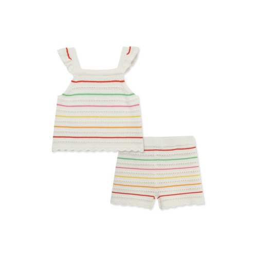 Little Me Stripe Cotton Pointelle Knit Tank & Shorts Set | Nordstromrack