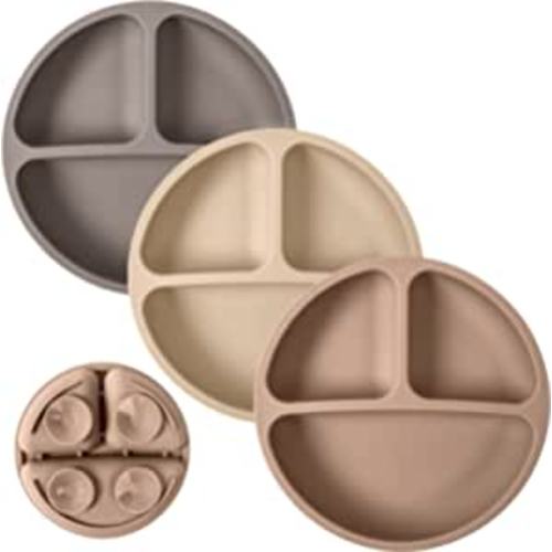Amazon.com: WeeSprout Suction Plates for Babies & Toddlers | 100% Silicone | Plates Stay Put with Suction Feature | Divided Design | Microwave & Dishwasher Safe | 3 Pack : Health & Household