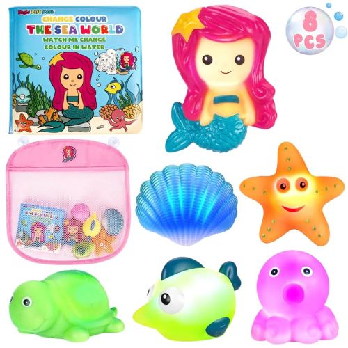 Amazon.com: Light Up Bath Toys for Toddlers Kids Girls Baby, No Hole Glow Bath Toys with Bath Book & Organizer, Led Light Bath Time Water Toys for Bath Tubs Bathrooms Pool, Gift for Toddlers Girls Infants : Toys & Games