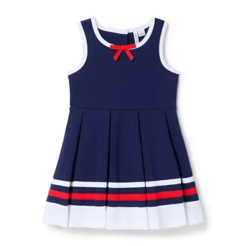 Girl Maritime Navy Bow Ponte Dress by Janie and Jack