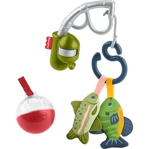 Fisher-Price Baby Toys Mini Me Moments Reel Fun Fishing Set, 4-Piece Sensory Activities for Newborn Developmental Play Ages 3+ Months