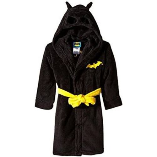 DC Comics Toddler Boys' Batman Velvet Fleece Hooded Robe, Black, 2T