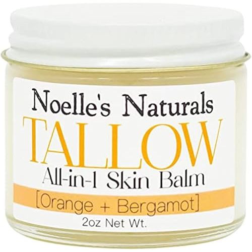 Tallow Balm - 100% Organic Grassfed Tallow - 2oz Glass Jar - Orange + Bergamot - Moisturizing - Dry Skin - Stretch Marks - All Natural