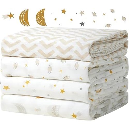 Momcozy Muslin Swaddle Blankets, Ultra Soft Neutral Baby Essentials Must Haves Registry Search, Breathable Large 47'' x 47'' Newborn Boys Girls Swaddle Receiving Blanket, Stellar Orbit
