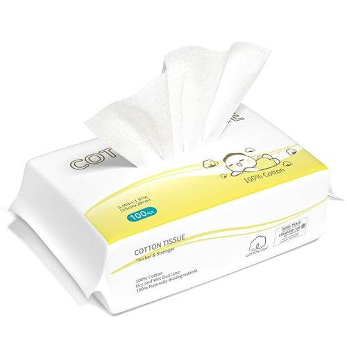Winner 100% Cotton Dry Wipes, USDA Certified Baby Wipes, Soft & Gentle, Hypoallergenic & Unscented for Baby Sensitive Skin, Use Wet/Dry for Diaper Changes, Meals & Cleanup, Pack of 6, 600 pcs
