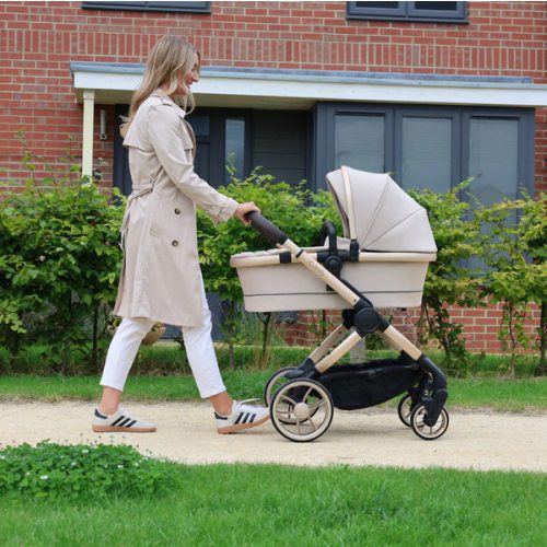 2 in 1 Baby Stroller, Newborn Infant Toddler Convertible Pram Stroller for 0-36 Months Old Babies (Beige)