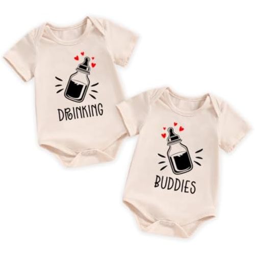 Twins Baby Reveal Romper Cute Saying Infant Bodysuit Boho Clothes Pregnancy Announcement Gender Neutral
