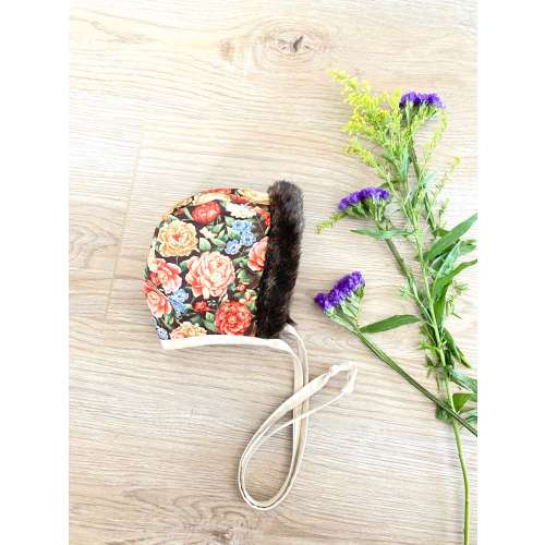 Winter Fall -  Fur trim Warm Cotton  Bonnet