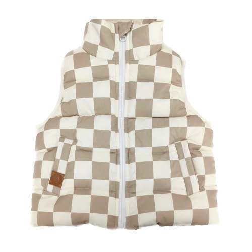 Summit Puffer Vest — Mocha Checkered