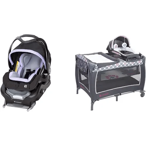 Baby Trend Secure Snap Tech 35 Infant Car Seat, Lavender Ice & Lil' Snooze Deluxe II Nursery Center, Daisy Dots