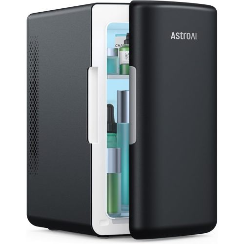 AstroAI Mini Fridge 2.0 Gen, 6 Liter/8 Cans Makeup Skincare Fridge 110V AC/ 12V DC Portable Thermoelectric Cooler and Warmer Little Tiny Fridge for Bedroom, Cosmetics (Dark Grey)