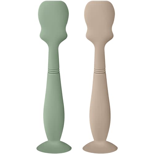 Large Size Baby Diaper Cream Spatula Applicator Soft Silicone Baby Butt Paste Spatula (2Pack, Natura/Sage)