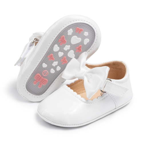 HsdsBebe Baby Girls Mary Jane Dress Shoes Infant Bowknot Princess Crib Flats for Newborn First Walkers 3-18 Months