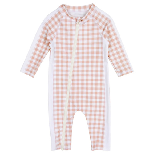 Sunsuit - Long Sleeve Romper Swimsuit | "Pink Gingham"