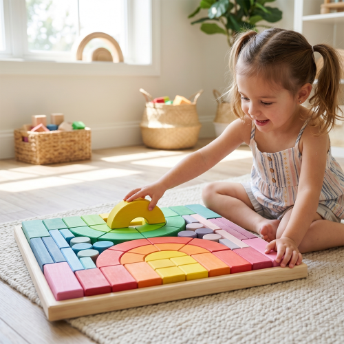 62 Pcs Extra Large Romanesque Wooden Building Blocks Architecture Set – Hicooo