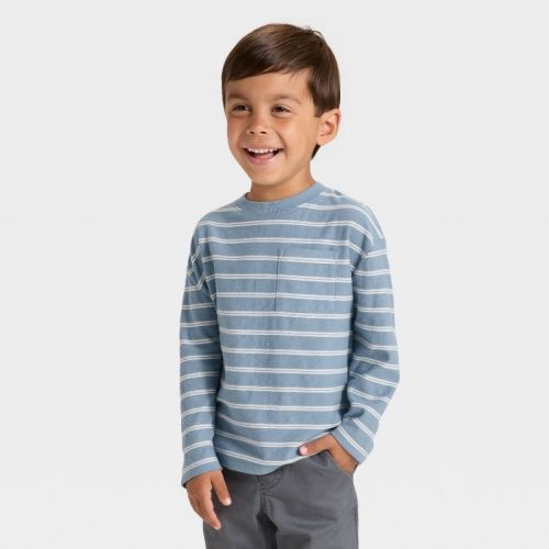 Toddler Boys' Long Sleeve Jacquard Striped Oversized T-Shirt - Cat & Jack™