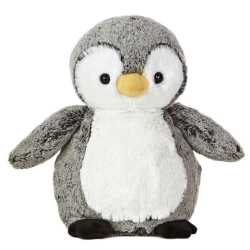 Aurora Medium Perky Penguin Sweet & Softer Snuggly Stuffed Animal Gray 9.5"