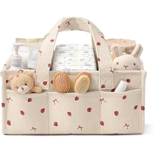Baby Diaper Caddy Organizer with Handles, Portable Nursery Storage Basket