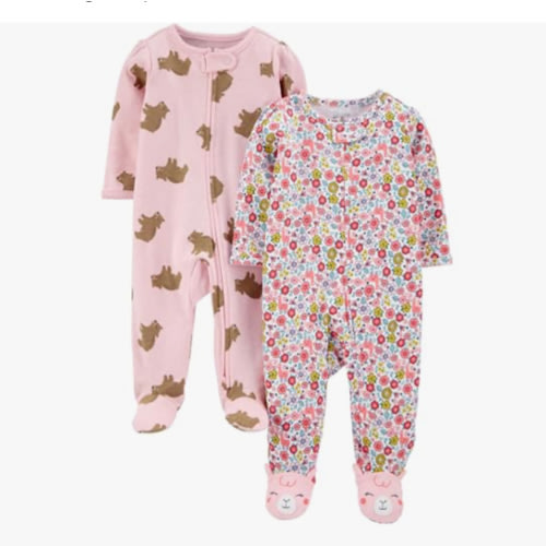 Simple Joys by Carter's Baby Girls' Cotton Footed Sleep and Play, Pack of 2