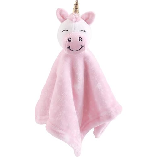 Hudson Baby Unisex Baby Animal Face Security Blanket, Pink Unicorn, One Size