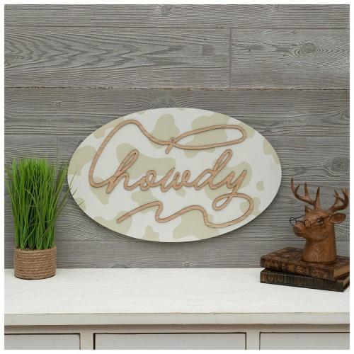 Howdy Cow Print Wood Wall Decor