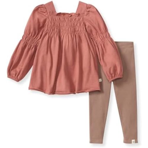 Burt's Bees Baby baby-girls Long Sleeve Top and Pant Set, 100% Organic Cotton Outfit