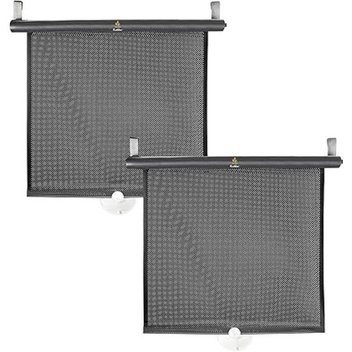 EcoNour Car Side Window Shades for Baby | 2-Pack Retractable Roller Sunshade for Kids | Car Window Shades with with Suction Cups for UV & Sun Glare Protection | Baby Travel Accessories (14"x17")