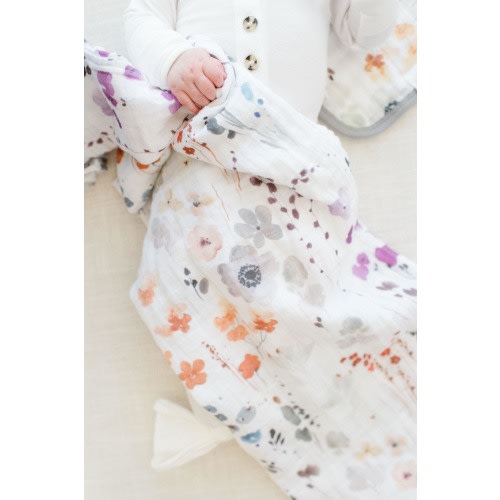 Organic Muslin Gauze Swaddle Blanket | Flowers | Fawn & Foster Organic Baby Newborn Textiles Blankets Burp Receiving Swaddle