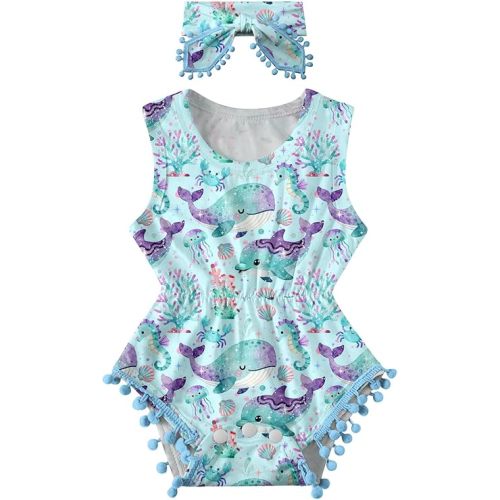 SIZE: 0-3 MONTHS BFUSTYLE Baby Girl Clothes 0-24 Months Outfit Sleeveless Infant Romper Bodysuit with Headband