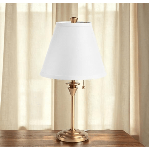Metal Table Lamp for Bedroom, Golden Base