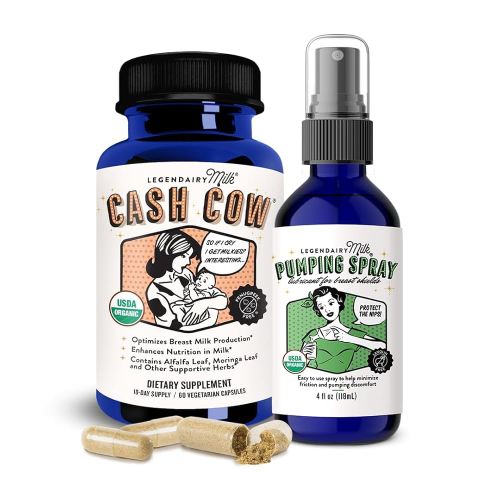 Legendairy Milk Cash Cow + Pumping Spray - Lactation Support & Natural Comfort for Nursing Moms - Breastfeeding Supplement That Helps with Sore Nipples & Clogged Ducts