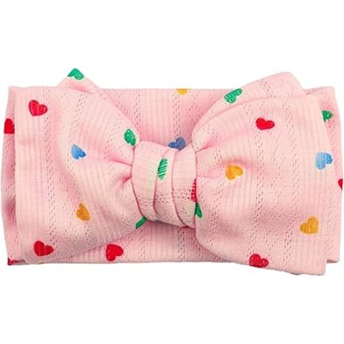 LemonSpace Handmade Cotton Baby Bows for Baby Girls Heart Print